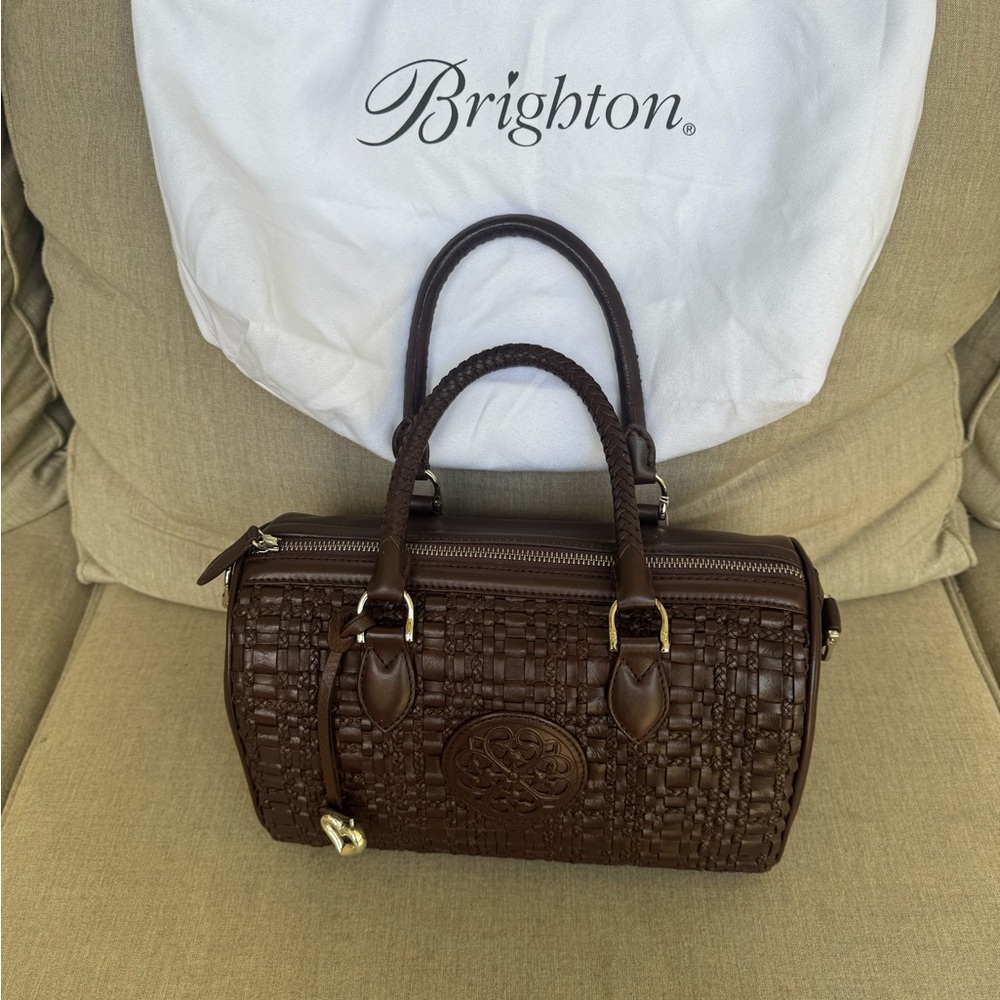 Brighton, H3789W, Ferrara, Dark Brown, Woven Satchel